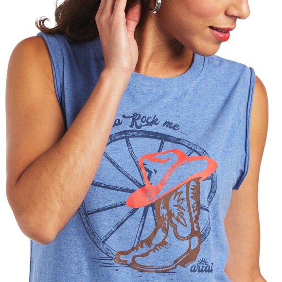 S O L D Ariat | Mama Rock Me Western Tee Shirt Blue - Picture 2 of 10